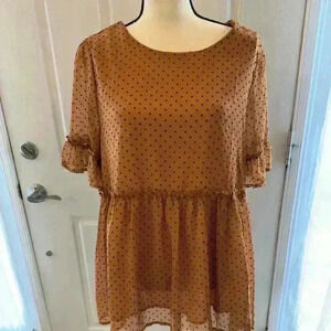 NWT Hayden LA Boho Pokodot Babydoll Blouse (Large)